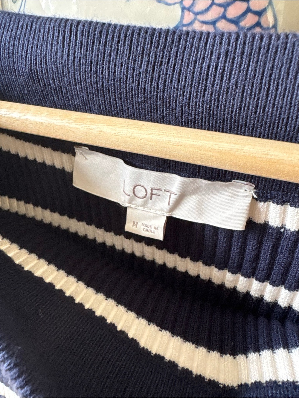 LOFT Navy and White Striped Sweater Knit Maxi Skirt - Picture 3 of 5